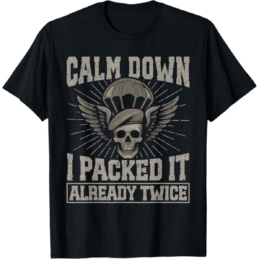 

Airborne Rigger Calm down Funny Parachute Rigger T-Shirt S