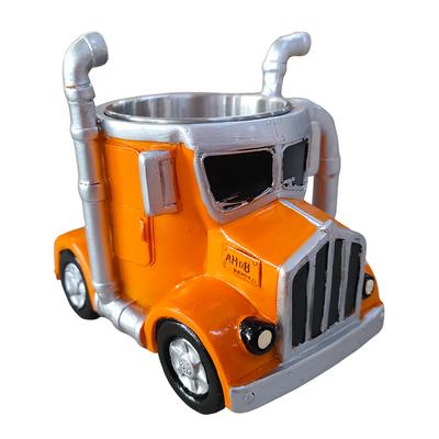 Sattelzug-Kaffeetassen Edelstahl Handgefertigte LKW-Kaffeetasse Harz-Kaffeetasse Geschenke für Kaffee- & LKW-Liebhaber