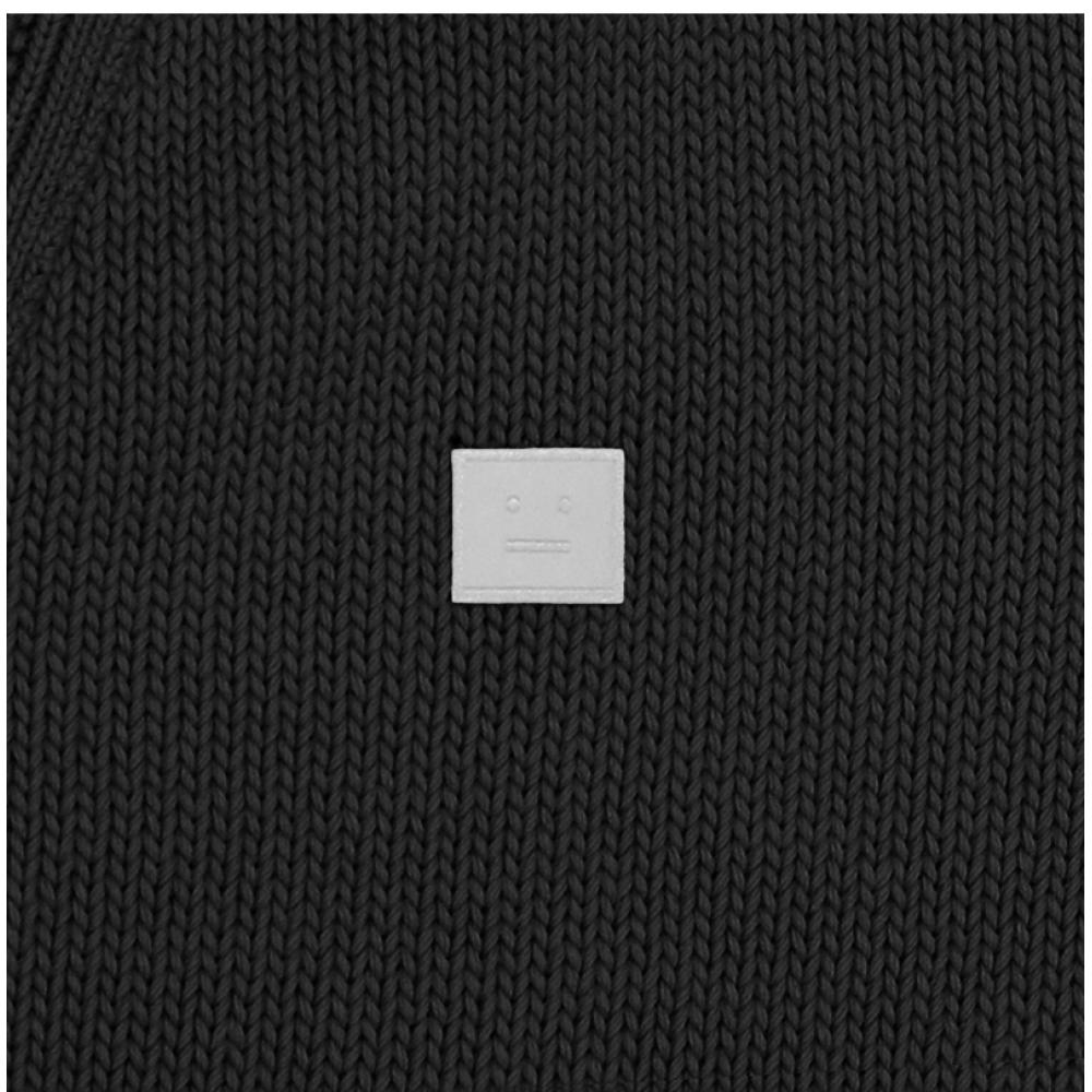 Acne Studio C60104 Black  900  Face Logo Patch V Neck Public Cardigan