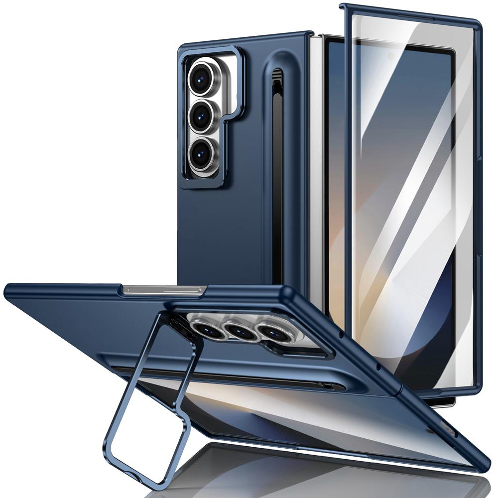 Luxury Multifunctional Lens Holder Touch Pen Case for Samsung Galaxy Z Fold 7 6 5 4 Shockproof Built-in Glass Screen Film Cover