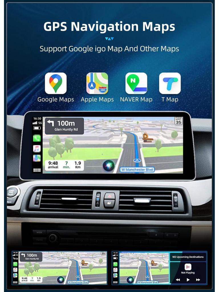 12.3-Inch BMW 5 Series F10/F11 Central Control Screen with Wireless CarPlay & Navigation