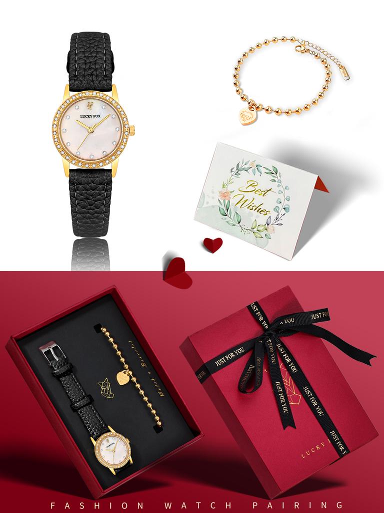 Tomi Luckyfox Luxury Halloween Christmas Gift Quartz Watch Set New Trending Wrist Watches for Girls Montre Femme Reloj with Box