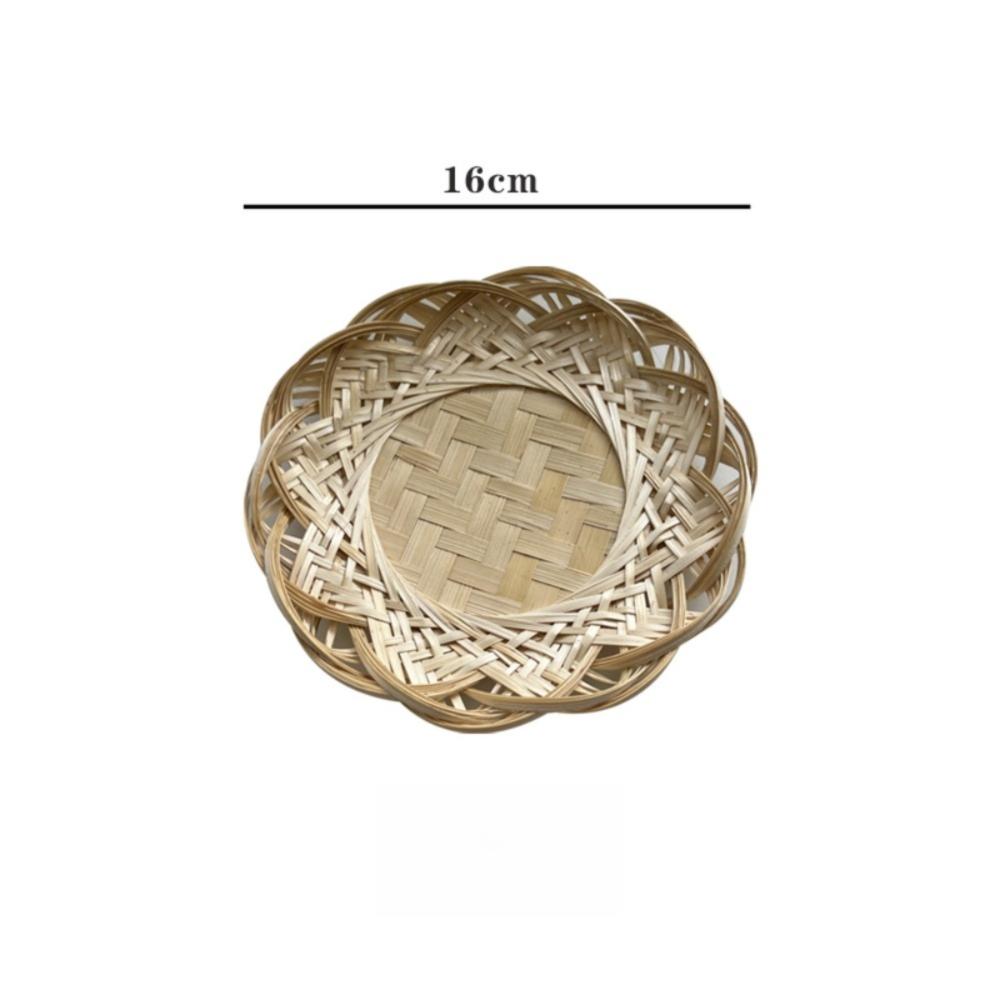 Round Wicker Bread Basket Home Organizer Bamboo Woven Basket Decorative Serving Tray  Living room