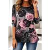 Autumn and Winter Women's Flower 3D Printing Long-sleeved T-shirt Fashionable, Versatile and Comfortable