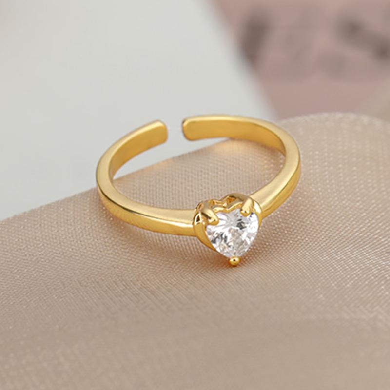 Aesthetic Sun And Moon Opal Open Ring For Women Love Heart Zircon Adjustable Wed Rings  Trend Jewelry Gifts Anillos