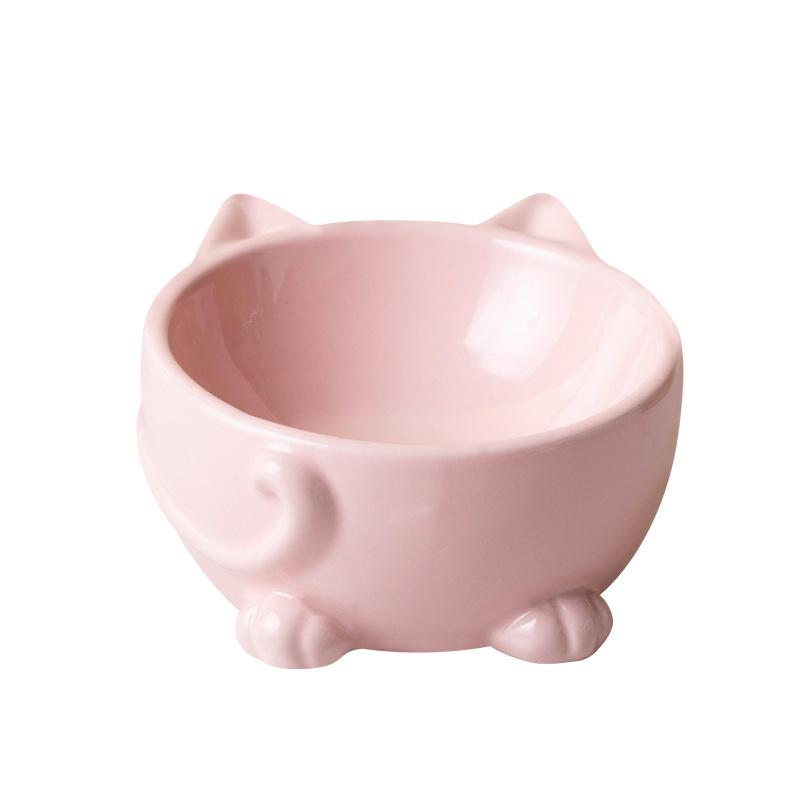 Keramik-Katzen-Napf-Set mit hohem Fuß: Doppelnapf, Schräges Design zum Schutz von Nacken und Wirbelsäule
