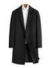 Men's Mid-Length Wool Overcoat with Cotton Padding and Suit Collar - Casual Plus Size