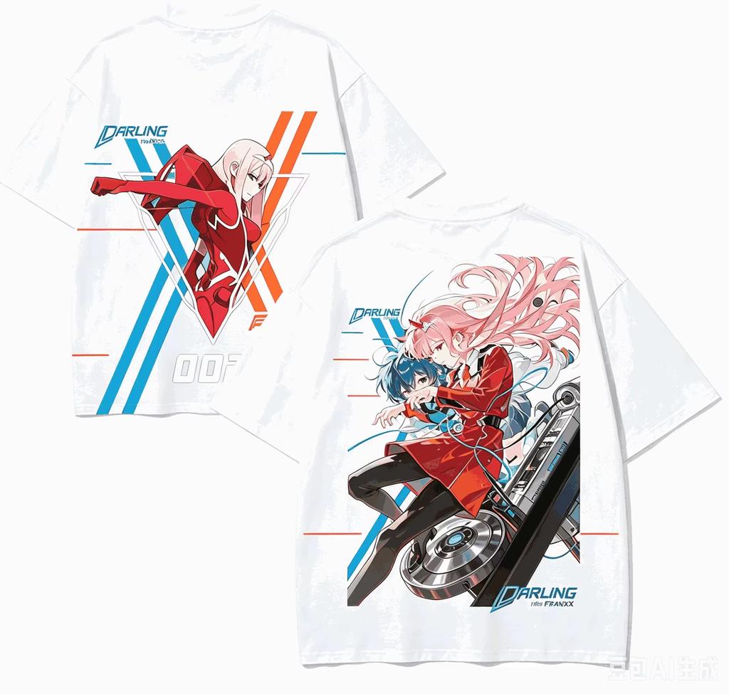 New Arrival Breathable Loose Harajuku Streetwear Unisex Anime T-shirt for DARLING in the FRANXX T-shirt