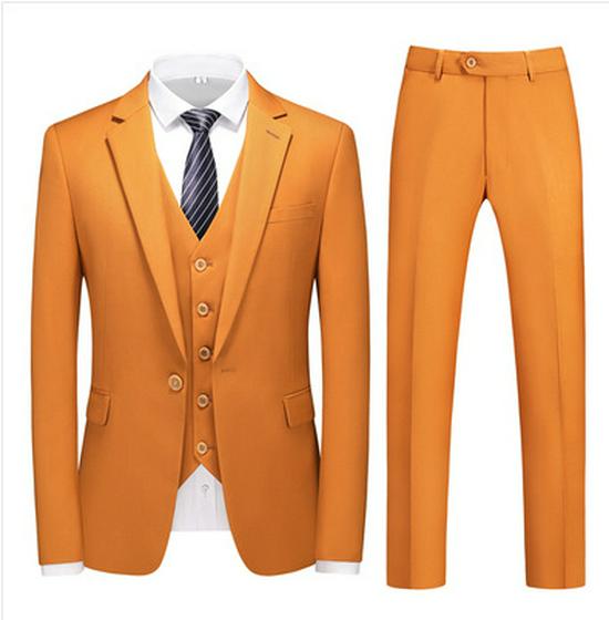 

Мужской приталенный костюм-тройка - Десять цветов, Повседневная формальная одежда для жениха и дружков 2XL хаки