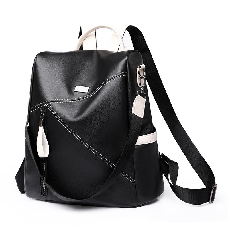 Fashion Patchwork Backpack Large Capacity Anti-Theft Casual Shoulder Travel Bag