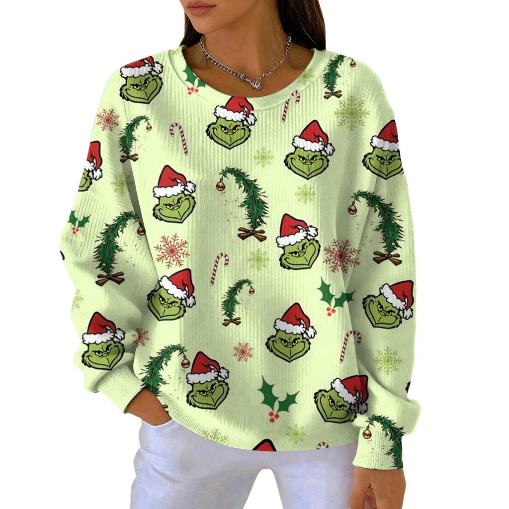 Women's Fashion Casual Gradient Christmas Print Pullover Sports Long-Sleeve Top