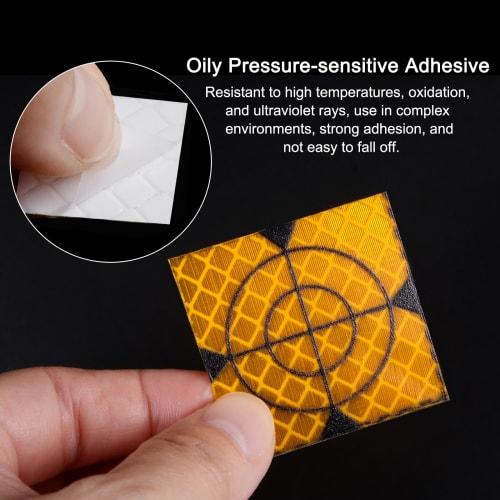 uxcell 60 Feuilles Marques Cibles Réfléchissantes Auto-Adhésives, 20x20mm, pour Levés Omnidirectionnels, Jaune