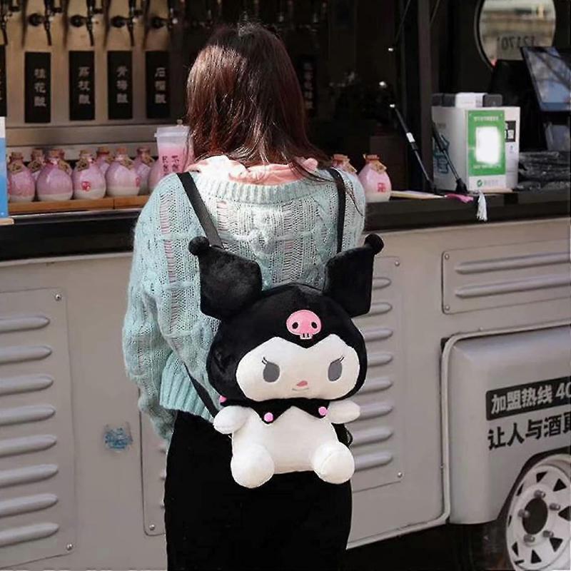 My Melody Kuromi Rucksack Cinnamoroll Plüschtasche Niedliche Cartoon Umhängetasche Anime Fan Spielzeugtasche, Reisen, Mittelgroß, Schwarz/weiß