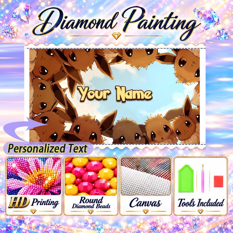 Personalized flareon Diamond Art Custom Name 5D Diamond Painting Full Drill DIY Craft