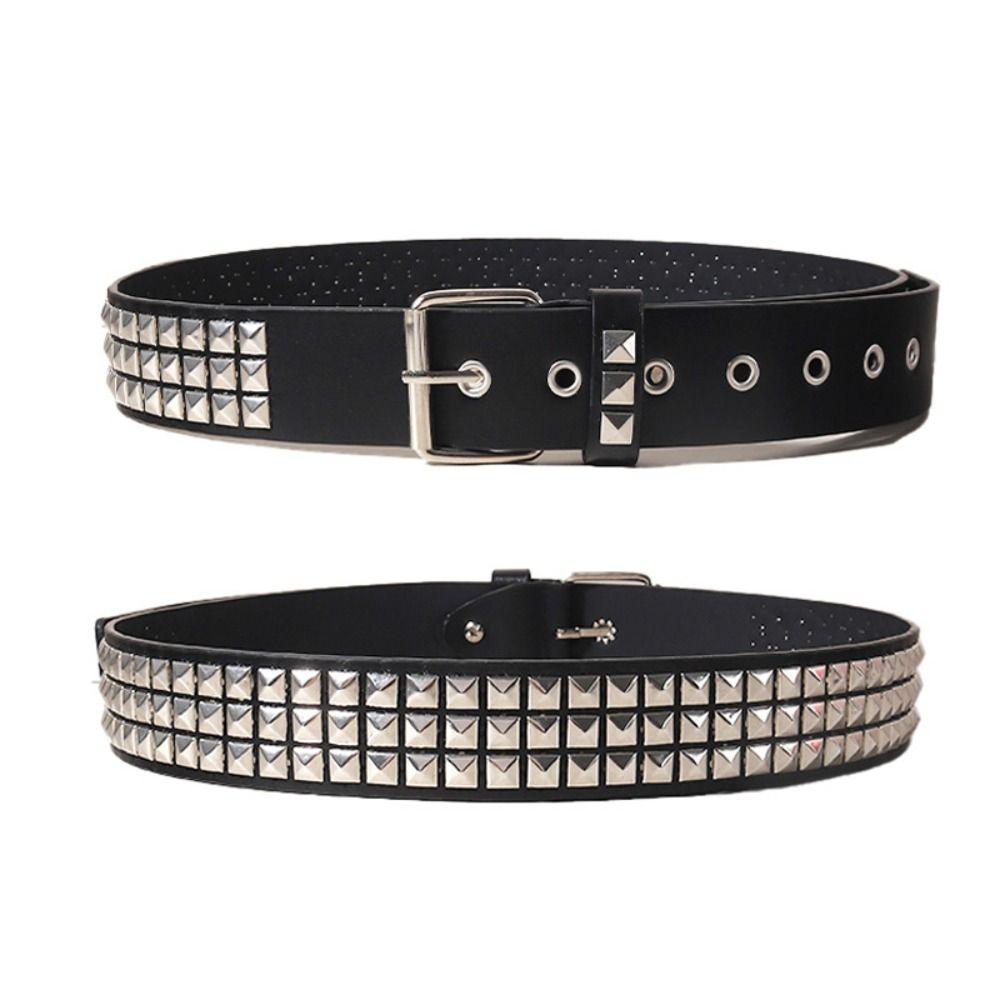 Vintage Rivet Waist Belt Wide Belt Punk Waistband Streetwear Y2K Leather Belt Party