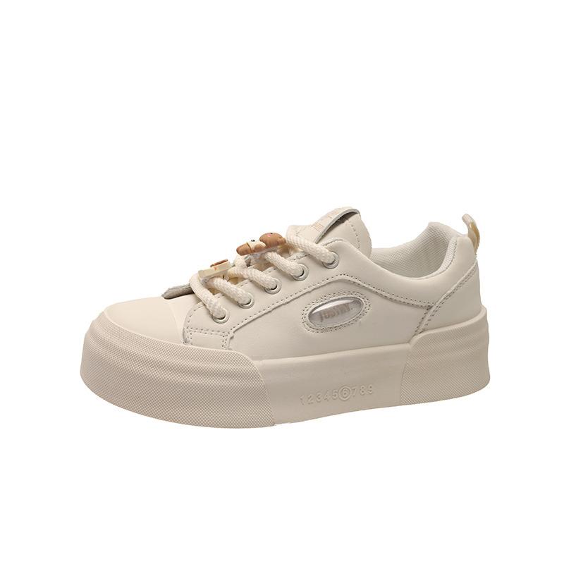 

2025 autumn little white shoes new Korean version ins campus female students bear platform sports board shoes trendy casual shoes 40 бежевий