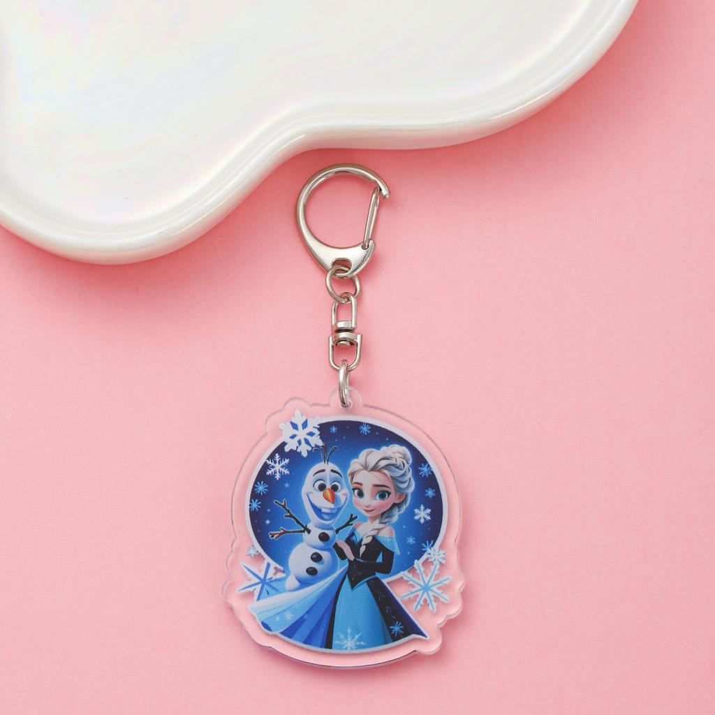 1/9Pcs Disney Princess Frozen Elsa Acrylic Keychain Cute Backpack Pendant Funny Bag Charms Accessories Decoration Holiday Gifts