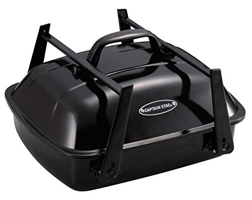 Captain Stag BBQ Stove, Grill, Oven, Fire Pit, BBQ Smoke Oven Grill, Mini, with Lid, Black, UG-61