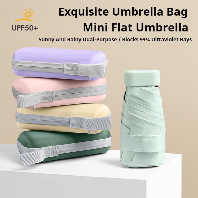Small 6 Ribs Portable Sun Umbrella Parasol Rain and Shine Dual Use Women's umbrella Pocket Umbrella ultraviolet proof