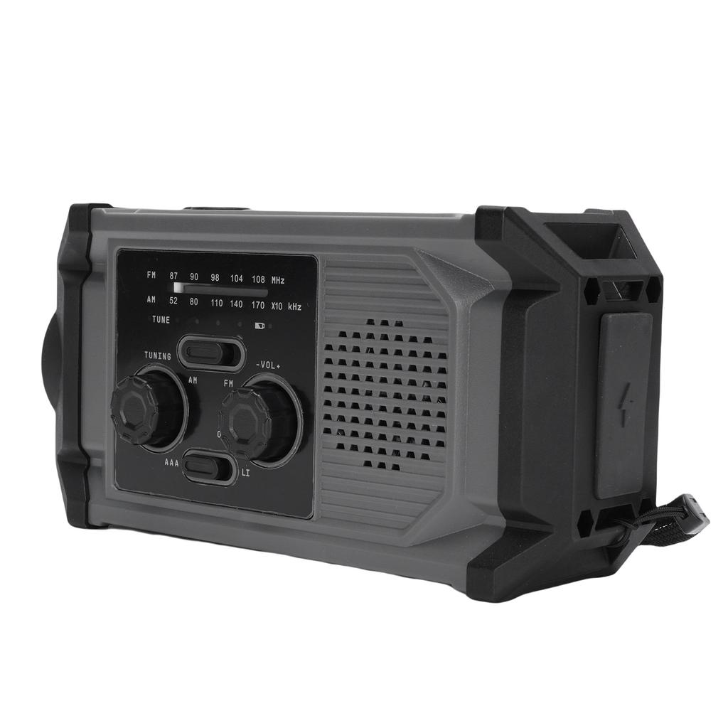 Solar Hand Crank Radio Multi Functional IPX4 Water Proof Emergency AM Frequency Modulation Radio with LED Flashlight