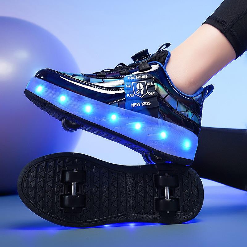 LED Light-Up Roller Shoes: Single/Double Wheel Wheeled Skates for Students