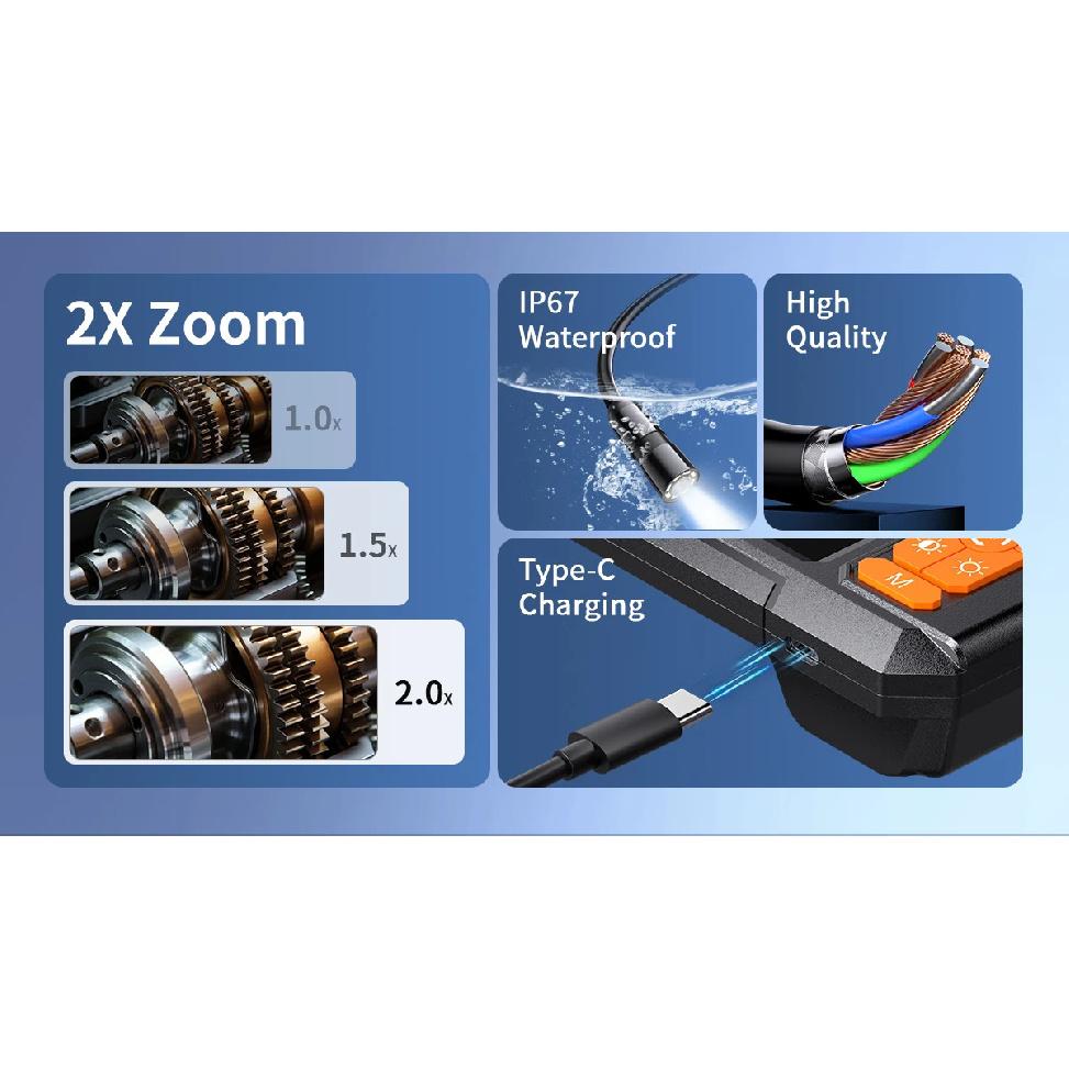 1080P Automotive Boroscope Endoscopic Car Drain Piping Channel Inspection Endoscope Camera Industrial Accessories For Cars 8mm