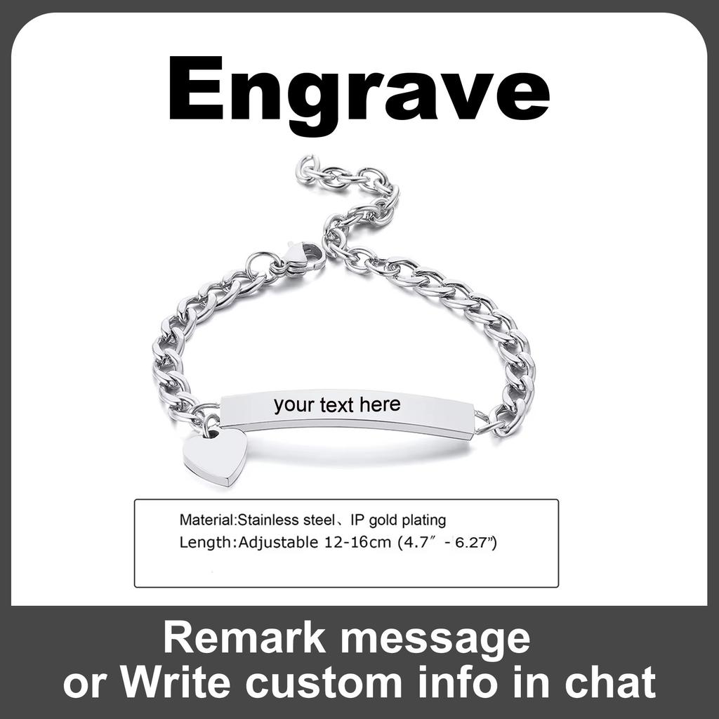 Bracelet Cœur Personnalisé pour Petite Fille Garçon, Bracelet à Identité Nom Gravable, Chaîne en Acier Inoxydable Personnalisée Cadeau d'Anniversaire