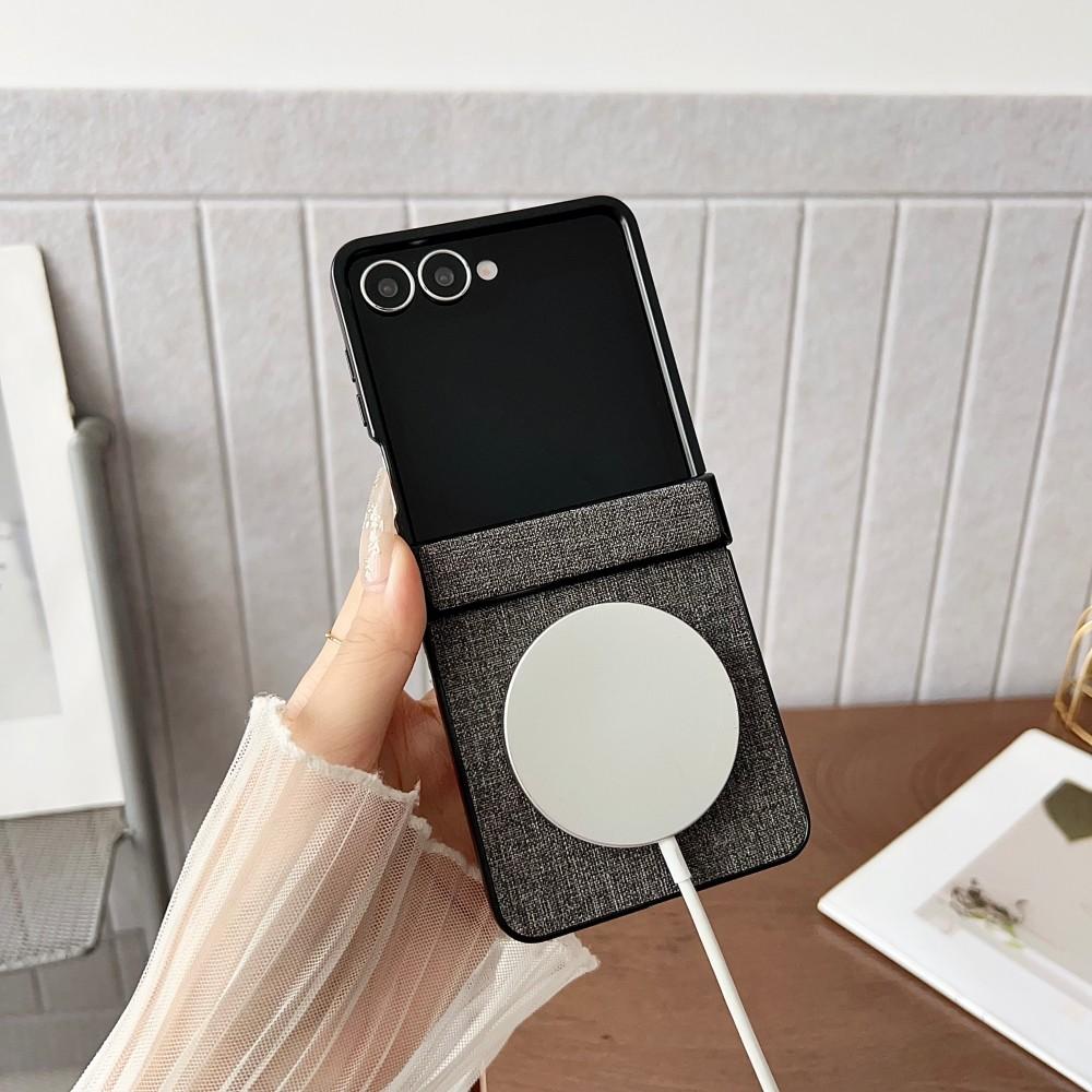 For Samsung Galaxy Z Flip 7 Case Luxury PU Cloth Magnetic Wireless Charging Protective Back Cover Case For Z Flip7 Phone Shell