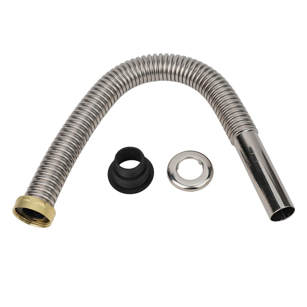 Bathroom 40/60cm Stainless Steel Sink Siphon Waste Drain Flexible Pipe Hose Kitchen Sink Water Pipe Fittings Replacement New
