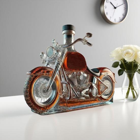 Motocyklová skleněná karafa na whisky Design motocyklu Láhev na víno Dekorativní láhev na whisky pro milovníky motocyklů Barový stůl Kuchyňské použití