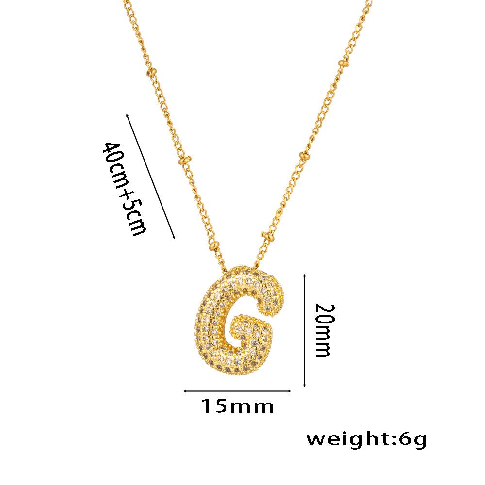 Fashion 26 Bubble Letter Initial Pendant18k Gold Plated Micropaved Full Zirconia Stone Chain Couple Necklace Women Jewelry