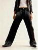 Europäischer Stil Stretch-Rhinestone Schwarze Denim-Damenhose