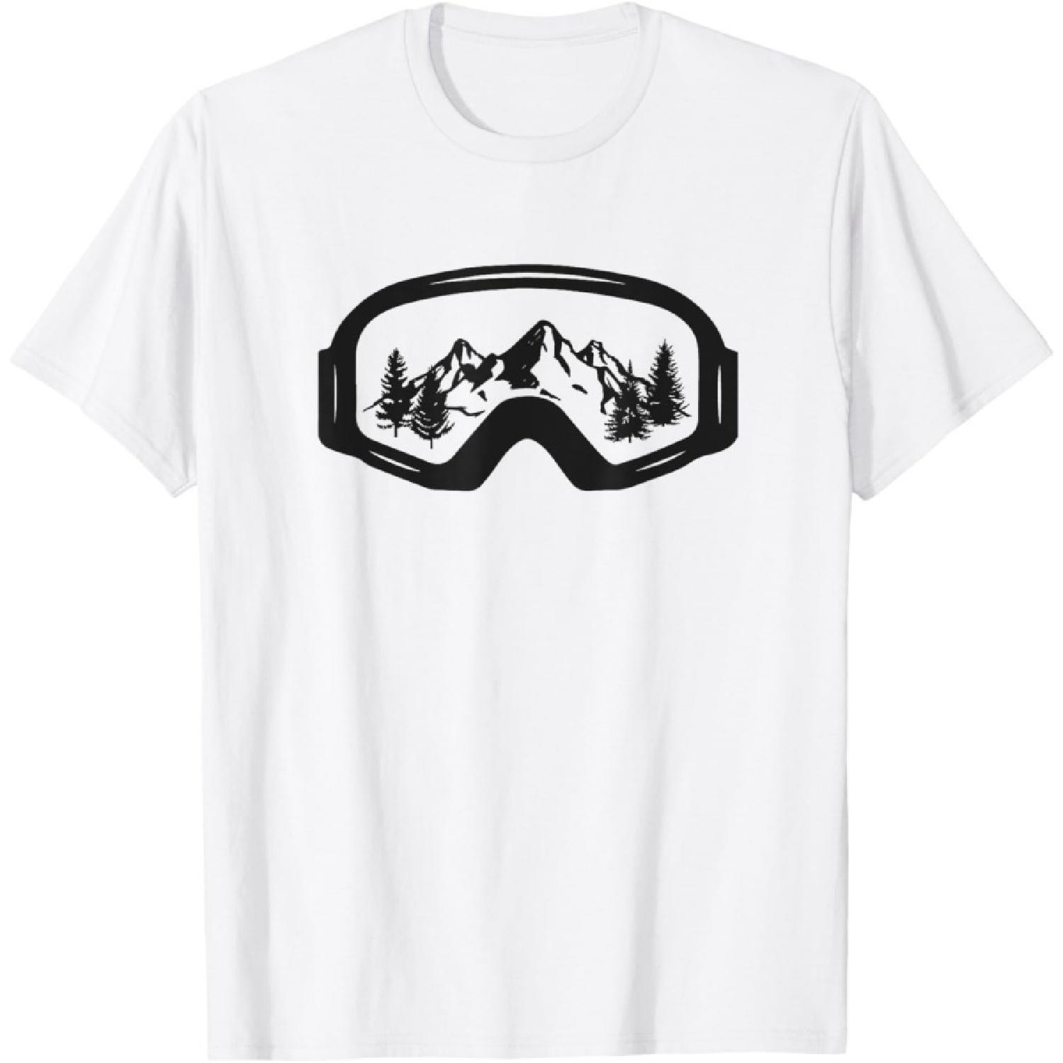 The Wintersport Store Unisex-Kids Boys T-Shirt Skiing Goggles T-Shirt White Medium S
