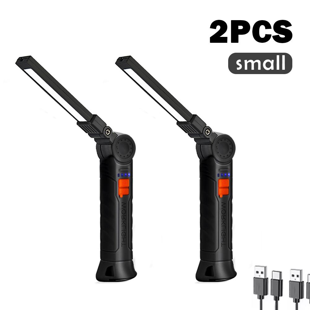 Rechargeable Work Lights LED Folding Flashlight with Magnetic Base COB Light 360°Rotate Car Repair Home Garage Emergency Camping