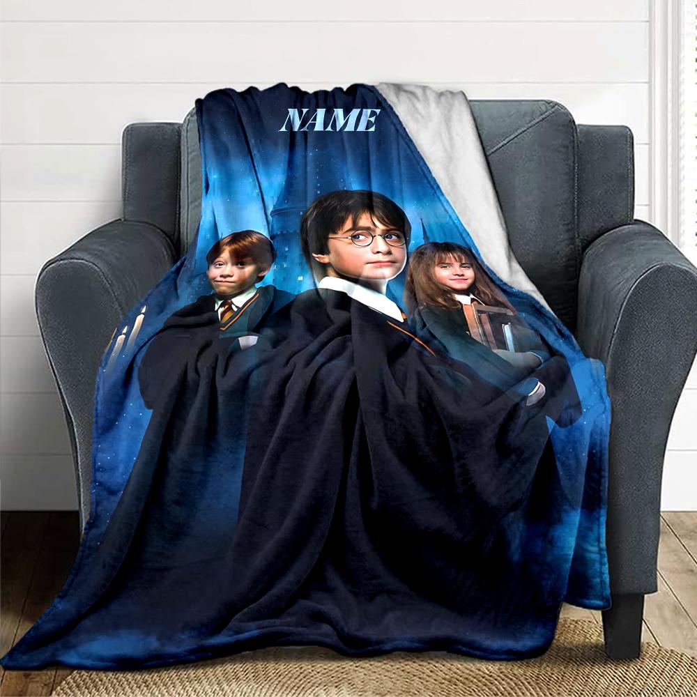 Custom Name Harry Potter Adventure blanket for Couch & Bed, Plush Cozy Fuzzy Blanket Super Soft & Warm Blankets for Fall and Winter. 090894