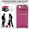 For iPhone SE (2022)/(2020)/8/7 Case with Lanyard/Mirror/Card Holder Grids Pattern RFID Blocking Phone Cover