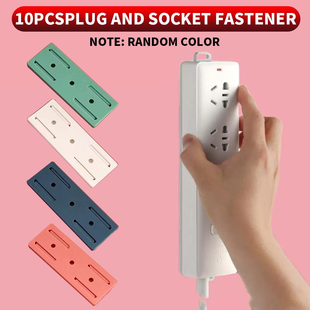 10PCS/5PCS/1PC Self-Adhesive Power Socket Strip Fixator Wall Mounted Self Adhesive Punch Free Row Plug Holder for Kitchen Home