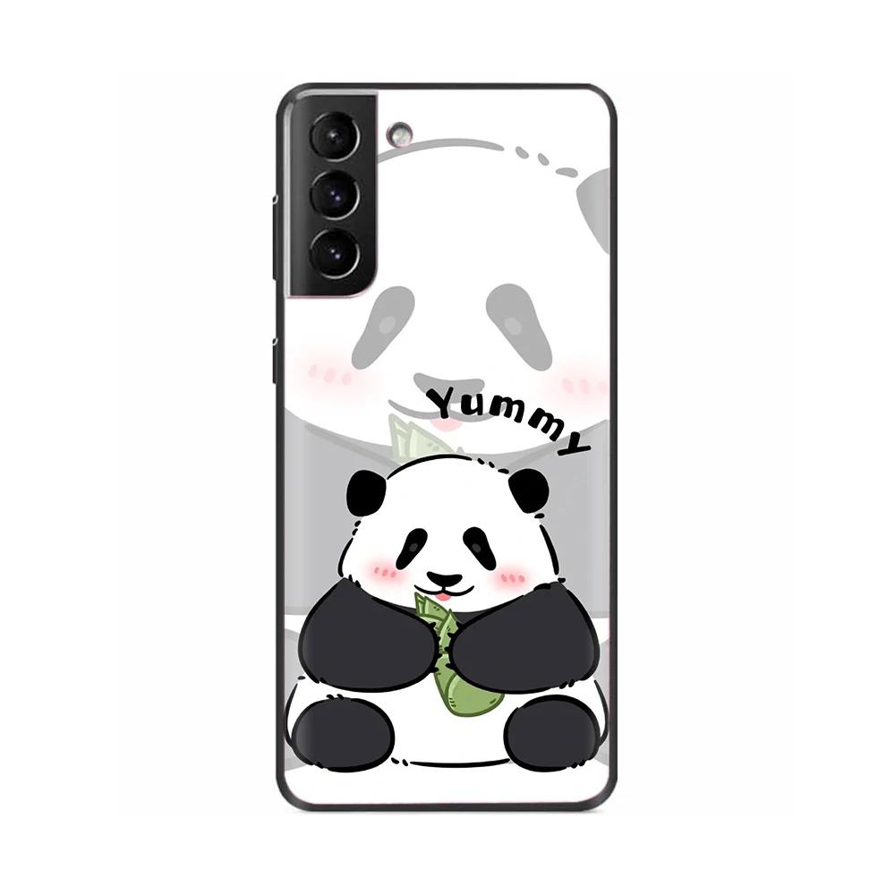 For Samsung S22 Ultra Phone Case Cute Panda Funda For Samsung Galaxy S22 Plus S 22 Ultra Cover Liquid Silicone Protective Coque