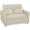 2 Seater Sofa Bed 3 In 1 Convertible Sleeper Sofa With Click Clack Adjustable Backrest And 2 Pillows Light Brown