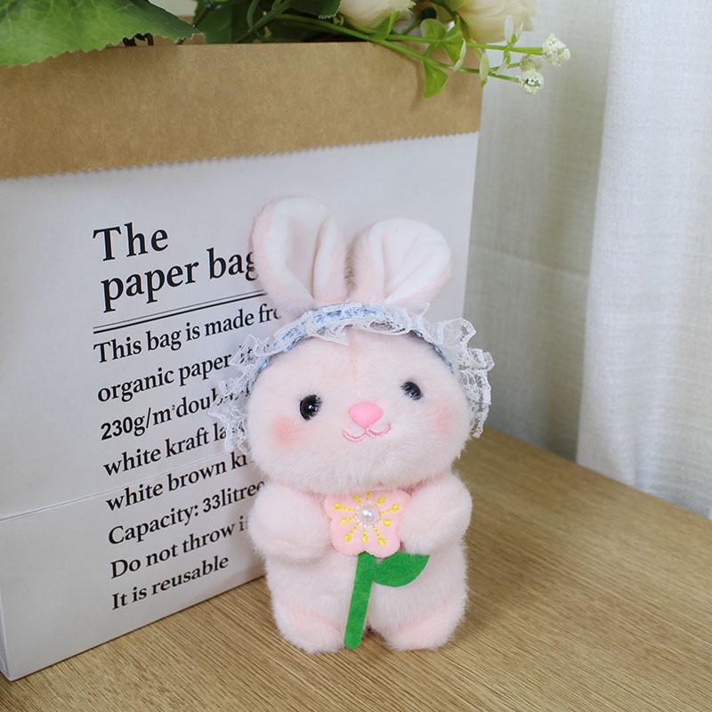 Cute Cartoon Rabbit and Bear Plush Keychain Toy Pendant 17 cm Simple Clasp