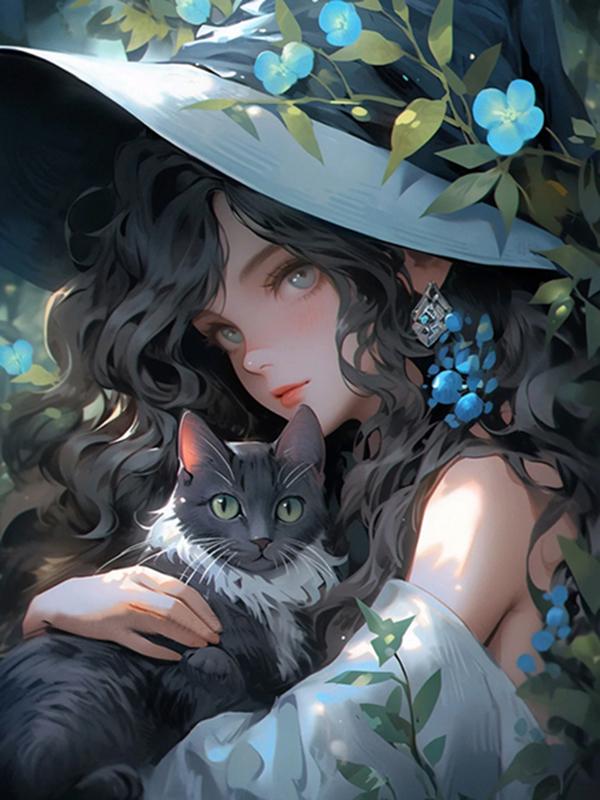 Kittens And Cute Little Girls Personality DIY Full Drill Diamond Decorative Painting