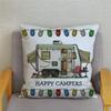 45X45Cm Happy Campers Owl Motorhome Print Pillow Case Soft Polyester Sofa Car Seat/Back Cushion Cover For Home Decor Pillowcases