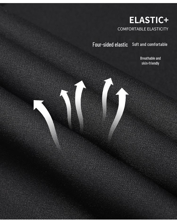 Men's Slim Fit Straight Leg Business Casual Pants - Summer Thin, Elastic, Good Drape Suit Trousers