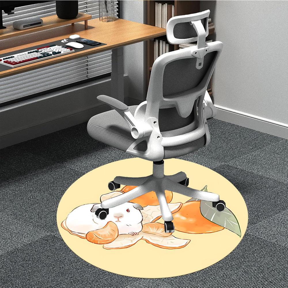 

1pc Hamster and Mandarin Office Round Rug, Carpet for Office, Gaming, Lightweight Round Floor Mat yy260205091 80cm by 80cm