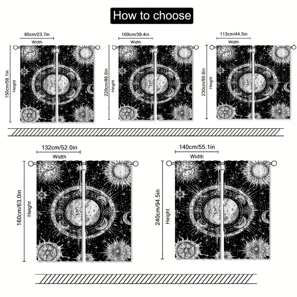 2pcs   Galaxy and Constellation Curtain Set   Mandala Sun and Moon Curtain for Bedroom   Gothic Boho Window Drapes