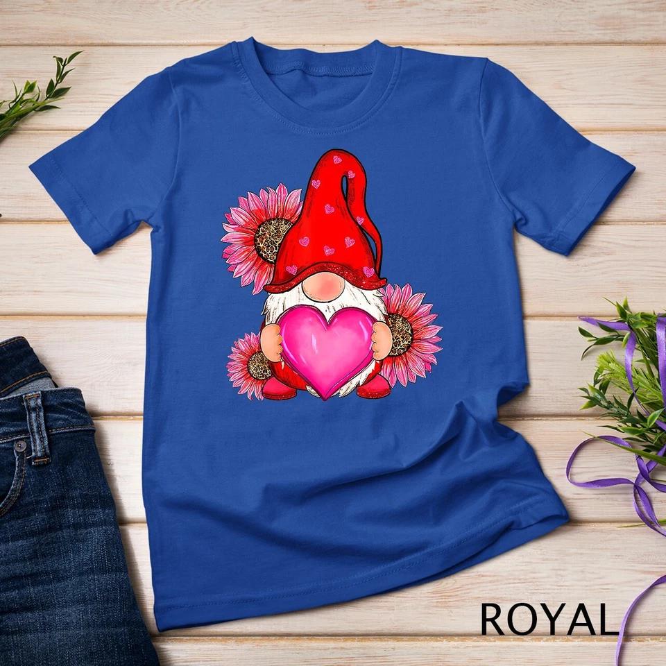 Happy Valentine s Day Gnome with Leopard Sunflower Valentine Unisex T-shirt 10 M