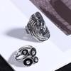 Vintage Exaggerated Geometric Flower Opening Adjustable Rings For Women Men Punk Finger Jewelry Party Gifts