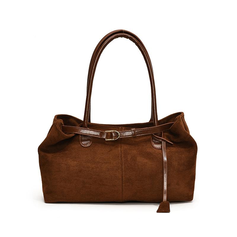 Autumn and winter retro large-capacity suede bag women's new casual commuting shoulder bag portable tote bag