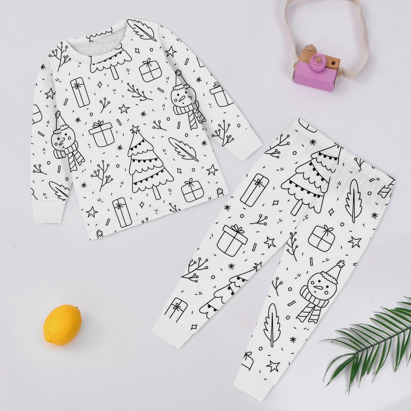 

Детский модный комплект: Рождественский топ с дудлами и брюки с длинным рукавом и круглым вырезом 130