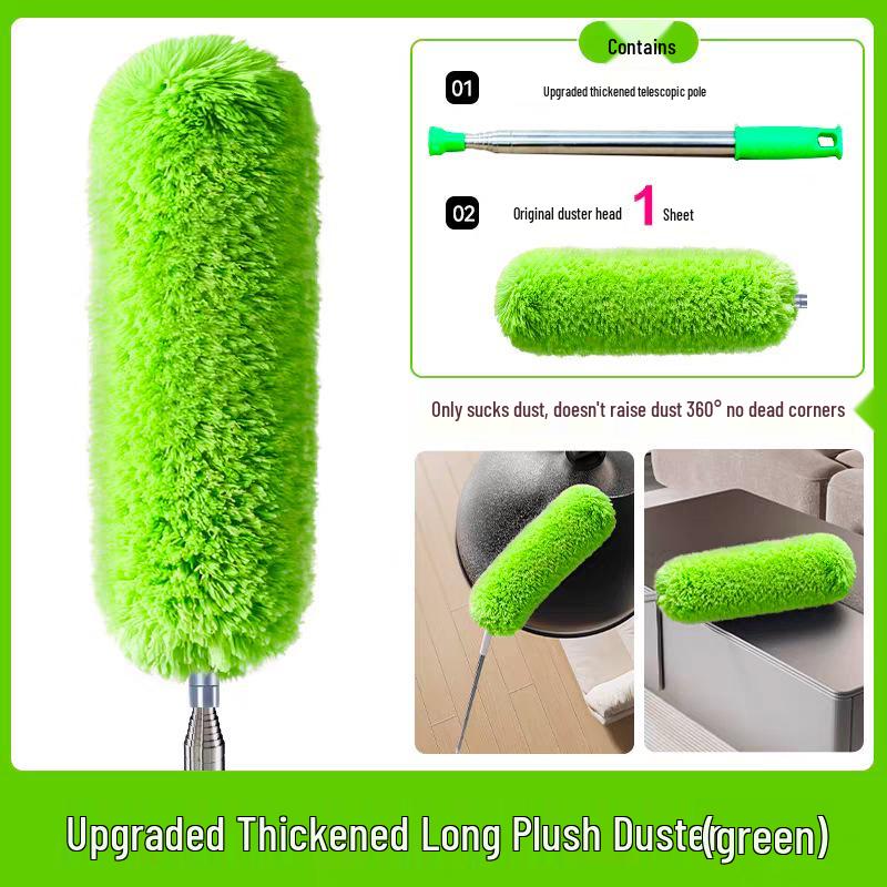 Extra Long Telescopic Bendable Feather Duster with Electrostatic Adsorption for Clean, Dust-Free Surfaces